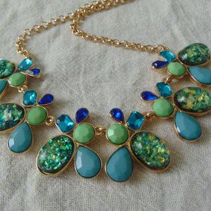 colorful statement necklace green blue black opal unused